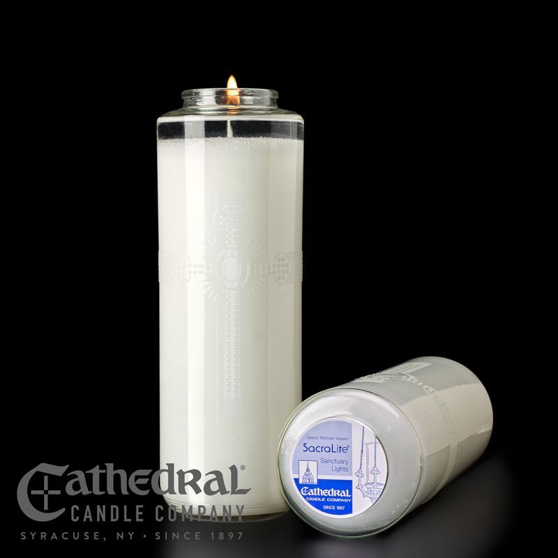 8 Day SacraLite Bottle Style Candle from Cathedral Candle Co
