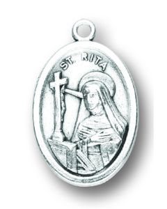 St Rita Oxidized Medal 