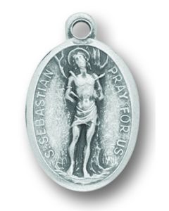 St Sebastian Oxidized Medal 