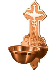 200-83C Holy Water Font with Dove 15" Shown in High Polish Bronze