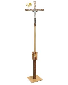 Bronze Processional Crucifix with Cast Aluminum Corpus