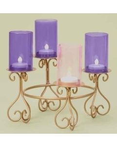 8.25"Advent Votive Holder with glass chimneys