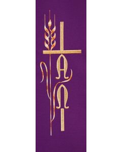  Deacon Stole with Alpha Omega, Cross and Wheat 714