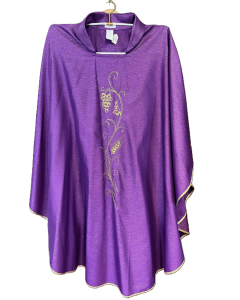Purple Chasuble with Gold Grape and Wheat Design