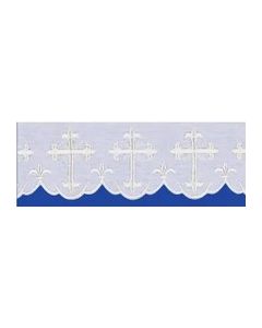 Altar Cloth Scalloped with White Silk Embroidered Crosses - 52" width
