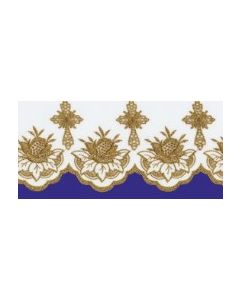 Altar Cloth with P Cross and Alpha Omega Silk Embroidered Gold, 100% Polyester, Made in the USA