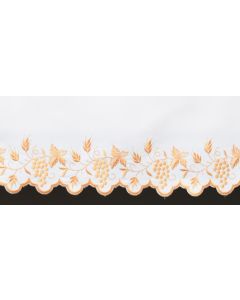 Altar Cloth Scalloped with Grapes and Wheat Silk Embroidered White, 100% Polyester, Made in the USA