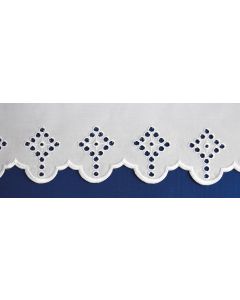 Altar Cloth Scalloped with Dotted Cross Silk Embroidered White, 100% Polyester, Made in the USA
