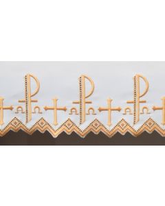 Altar Cloth with P Cross and Alpha Omega Silk Embroidered Gold, 100% Polyester, Made in the USA