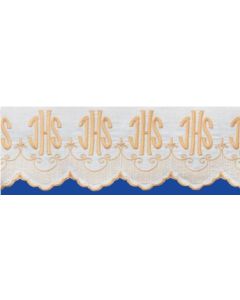 100% Pure linen with White or Gold (Shown) silk embroidered designs of unsurpassed beauty