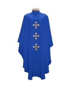 Blue 2027 Chasuble with Triple Cross with Crown of Thorns. Beau Veste