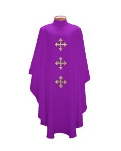 Red 2027 Chasuble with Triple Cross with Crown of Thorns. Beau Veste