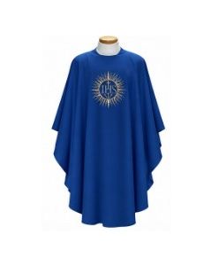 Red Chasuble with IHS in Gold Rays. Beautiful, Lightweight. Beau Veste