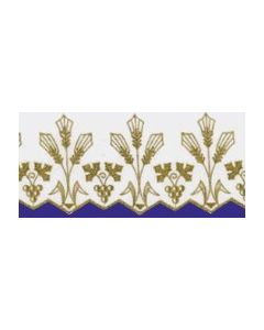 Altar Cloth with P Cross and Alpha Omega Silk Embroidered Gold, 100% Polyester, Made in the USA