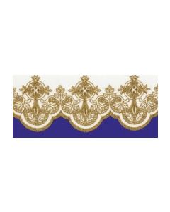 Altar Cloth with P Cross and Alpha Omega Silk Embroidered Gold, 100% Polyester, Made in the USA