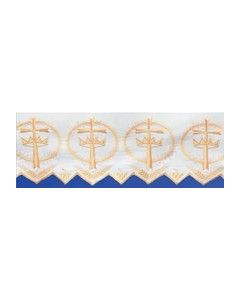 Altar Cloth with Cross and Crown, Gold or White Silk Embroidery, 100% Linen