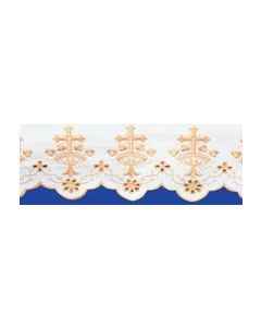 Altar Cloth with Cross and Clover, Gold or White Silk Embroidery, 100% Linen