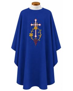 Blue Chasuble Cross Wheat and Grapes 840 Beau Veste BV840