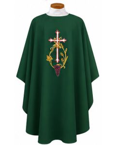 Hunter Green Chasuble Cross Wheat and Grapes 840 Beau Veste BV840