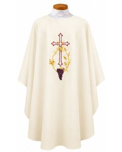 Off White Chasuble Cross Wheat and Grapes 840 Beau Veste BV840