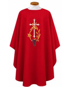 Red Chasuble Cross Wheat and Grapes 840 Beau Veste BV840