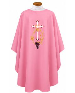 Rose Chasuble Cross Wheat and Grapes 840 Beau Veste BV840