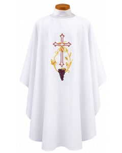Pure White Chasuble Cross Wheat and Grapes 840 Beau Veste BV840