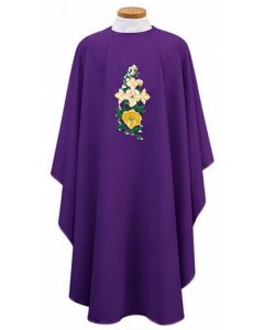 White Chasuble Cross and Lily, Beau Veste 841