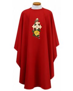 White Chasuble Cross and Lily, Beau Veste 841