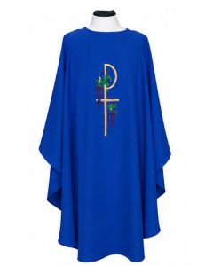 Off White Chasuble Beau Veste 845 Grapes Chi-Rho 