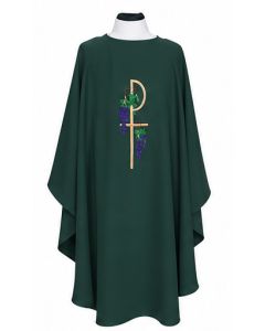 Off White Chasuble Beau Veste 845 Grapes Chi-Rho 