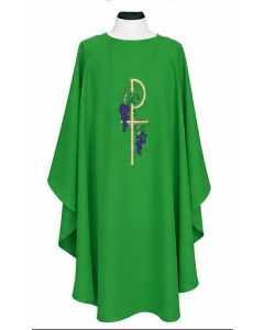 Off White Chasuble Beau Veste 845 Grapes Chi-Rho 