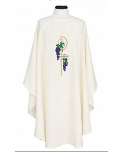 Off White Chasuble Beau Veste 845 Grapes Chi-Rho 