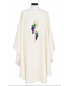 Off White Chasuble Beau Veste 845 Grapes Chi-Rho 