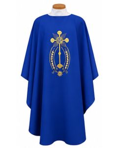 Kelly Green Chasuble with Monstrance and IHS. Beautiful, Lightweight. Beau Veste 846