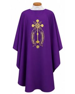 Kelly Green Chasuble with Monstrance and IHS. Beautiful, Lightweight. Beau Veste 846