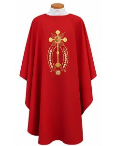 Kelly Green Chasuble with Monstrance and IHS. Beautiful, Lightweight. Beau Veste 846