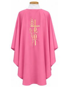 Rose Chasuble with Alpha Omega, Cross and Wheat Beau Veste 850 BV850