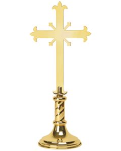 High Polish Brass Altar Cross, Plain or with Corpus