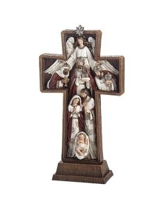 13.5" Nativity Cross Burgundy/Silver/White