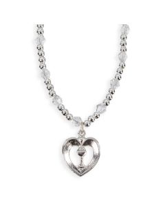 4mm Crystal Necklace with Chalice in Heart Pendant