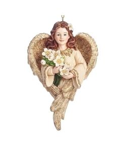 5"H Christmas Rose Angel Ornament
