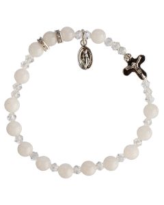 Rosary Bracelet White Jade 6mm