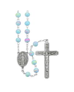 Aqua Glass Bead Rosary