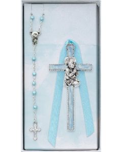 Baby Boy Cross And Rosary set