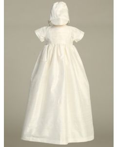 Silk Baptismal Gown, White, 6-12 Months