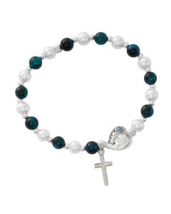 Blue and Pearl Beaded Medugorj