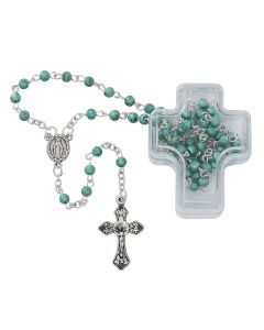 Blue Frosted Glass Rosary