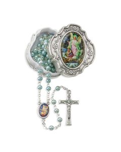 Blue Pearlized Rosary in Box