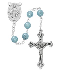 Blue Swirl Pearl Rosary